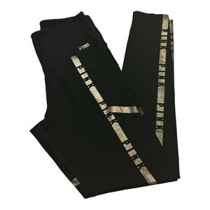 Pink  Black Leggings with Gold Accents